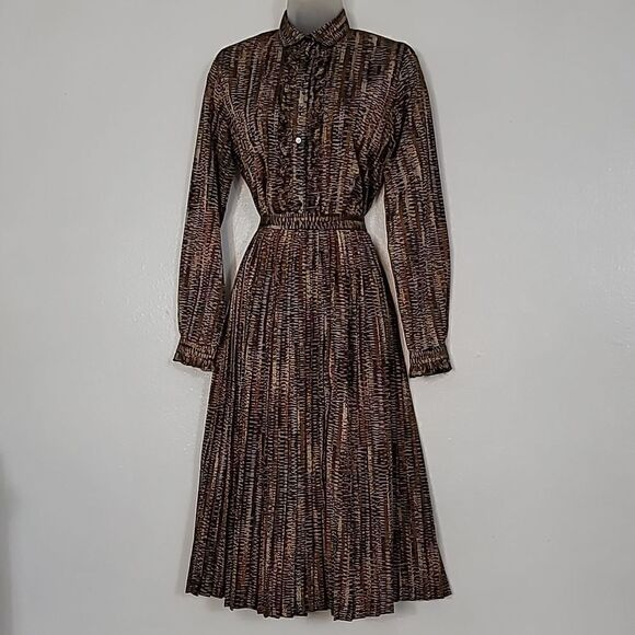 Vintage Jaeger Long Sleeve Ruffle Pleated  Skirt Suit - Picture 2 of 12